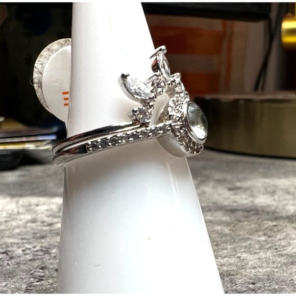 Ring Bomb Party Ring, size 6, gray blue gemstone rhodium plated - Picture 6 of 7